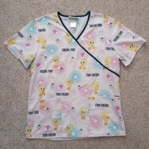 ✨5 For $20- Tweety Bird Looney Tunes Nurse Scrub Top